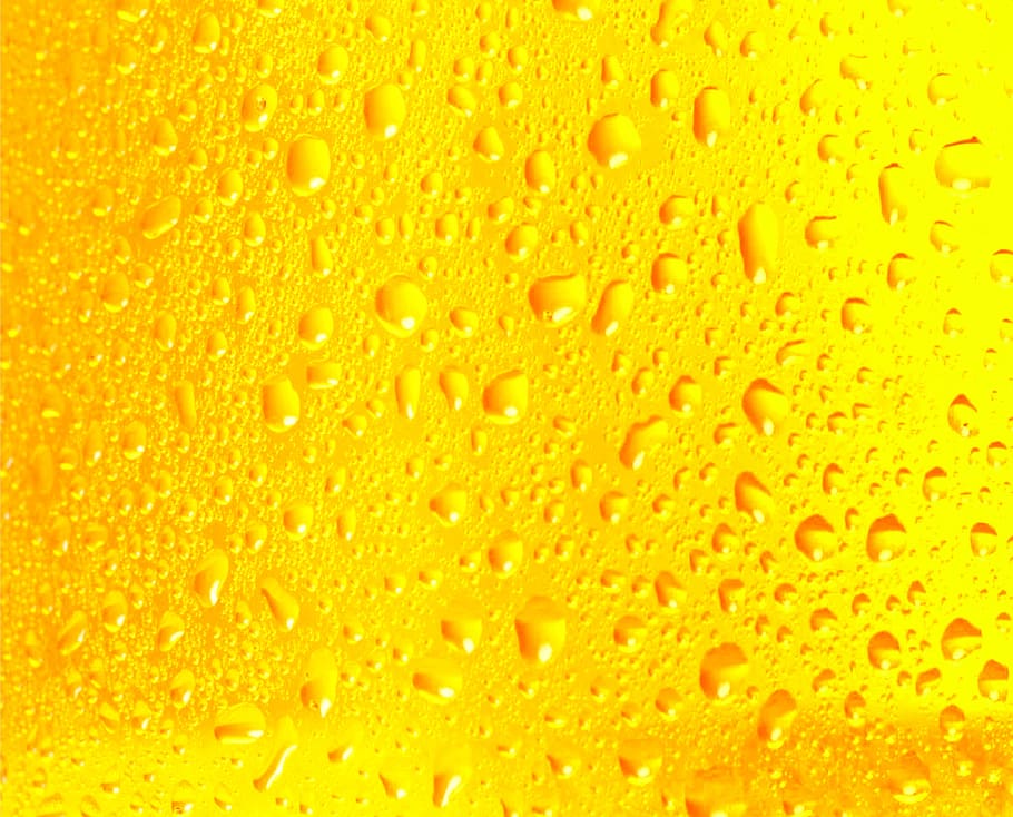 shallow, moist, yellow, water, dew, beer, lemonade, drops, fresh, rain