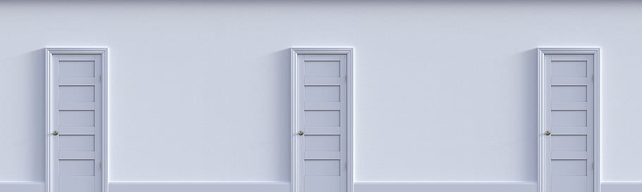door, entrance, opportunity, doorway, decision, choices, architecture, building, white color, indoors