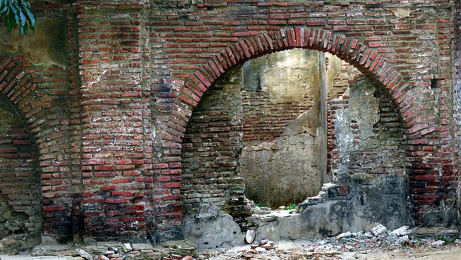 brown concrete building ruins, architecture, built structure, arch, brick wall, brick, wall, old, building, building exterior