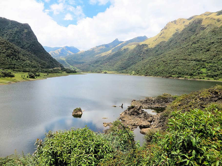 Ecuador, lago, andes, paisaje, montaña, cordillera, pintorescos, naturaleza, ninguna gente, al aire libre