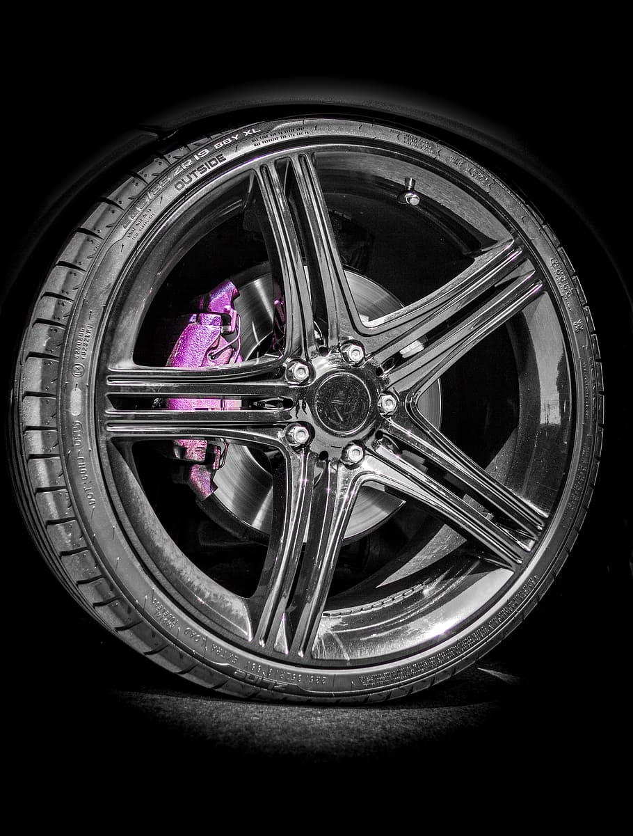 black, 5-spoke, vehicle wheel, tire, bord, edge, wheel, car, truck, automotive