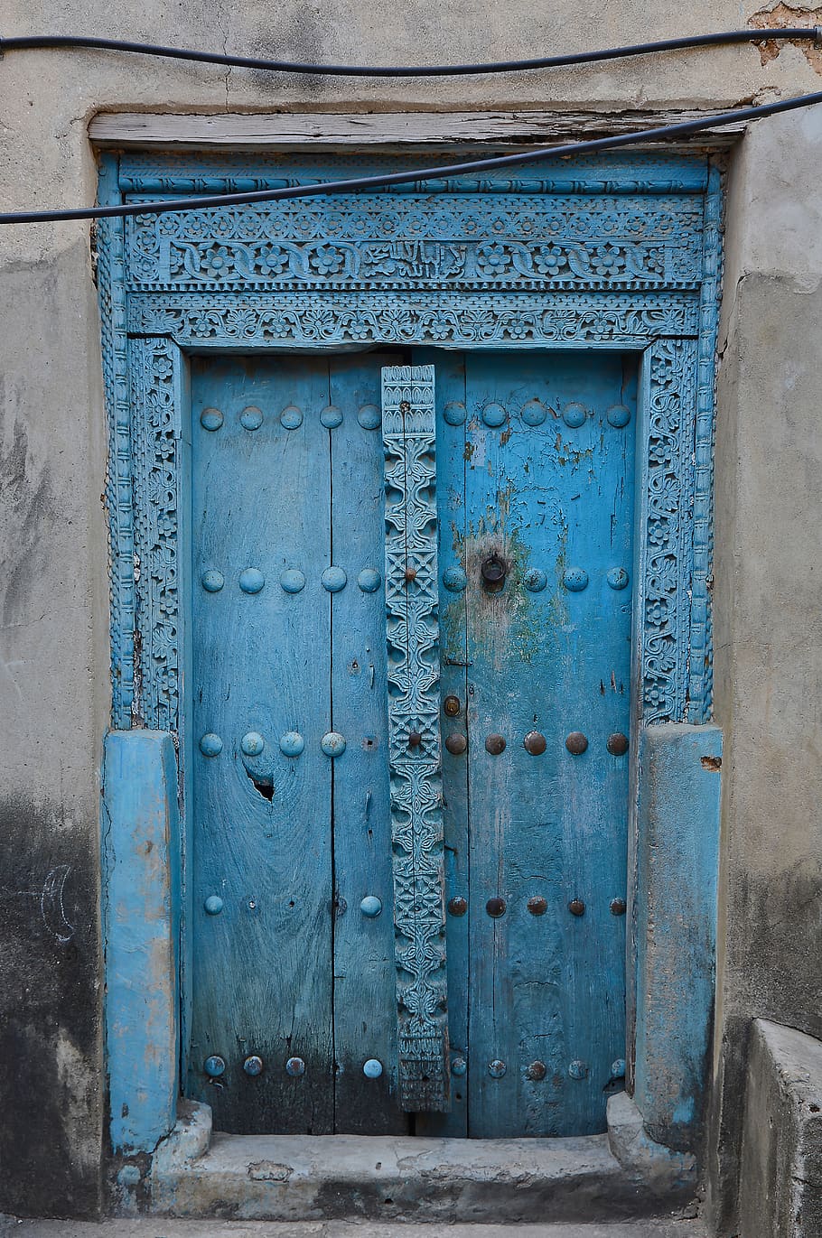 pintu, pintu kayu, zanzibar, Afrika, kota batu, tanzania, budaya, ornamen, dekorasi, Arab