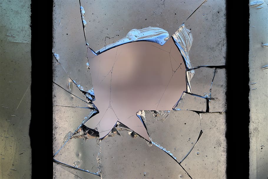 vidrio roto, perforado, roto, fragmentos de vidrio, estética, vidrio, eclat, ventana, vidrio - material, dañado