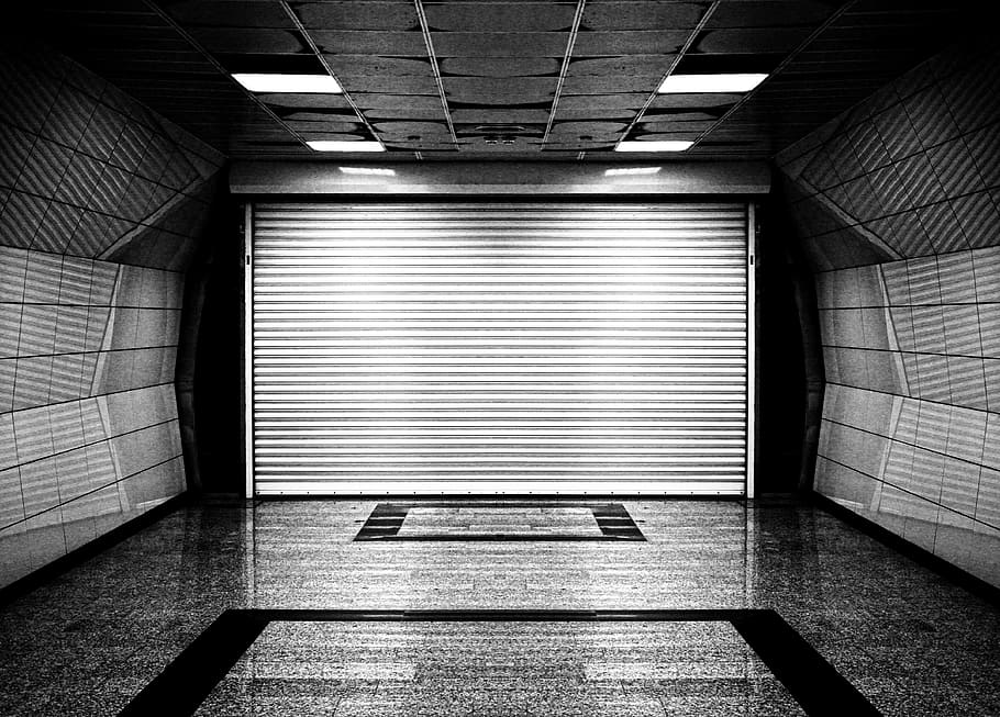 closed garage door, garage, underground, store, closed, subway, dark, background, wallpaper, indoors