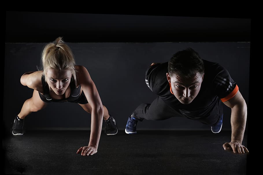 fitness couple, working, exercises, gym, Fitness, couple, working out, people, exercise, fit