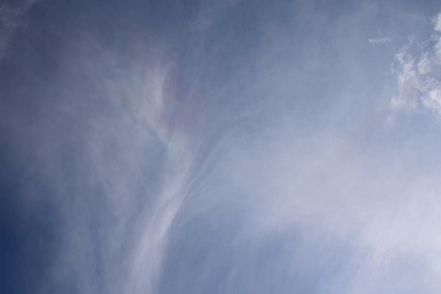 soft fire rainbow in clouds, rare, afternoon, cloudscape, rainbow, clouds, skyscape, nature, landscape, summer