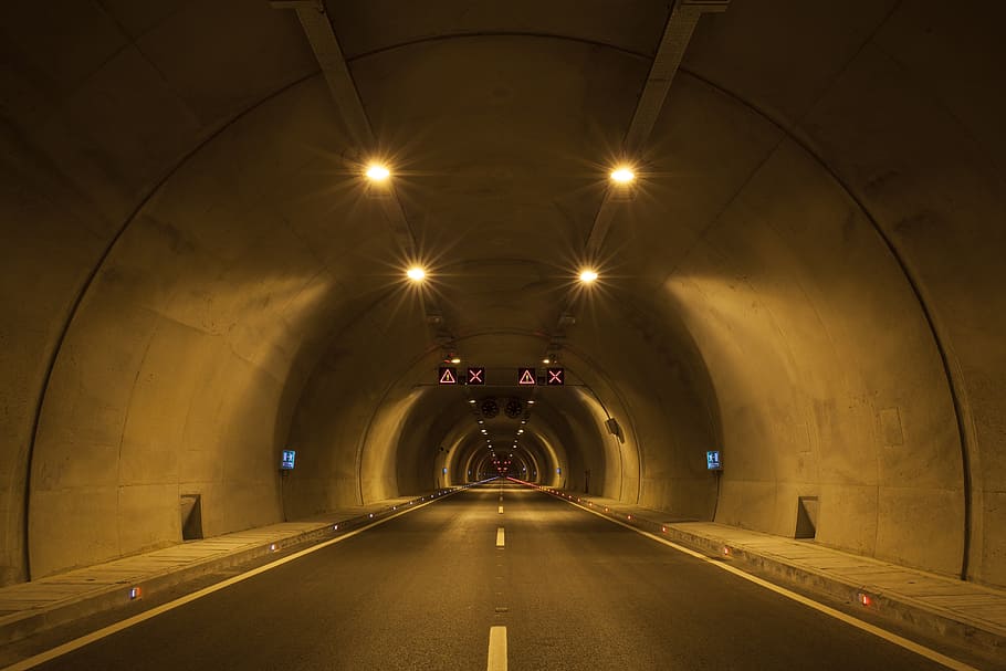 empty vehicle underpass, road, tunnel, city, travel, car, ribbon, traffic, city ​​center, architecture