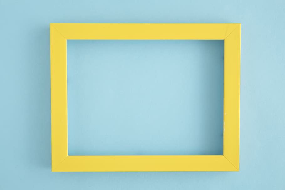 kuning, jendela, bingkai foto, dinding, latar belakang, biru, studio shot, tidak ada orang, ruang copy, bentuk