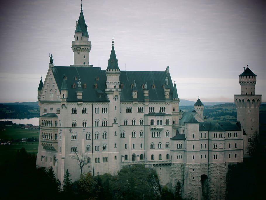 castle, germany, neuschwanstein, building exterior, architecture, built structure, building, sky, religion, place of worship
