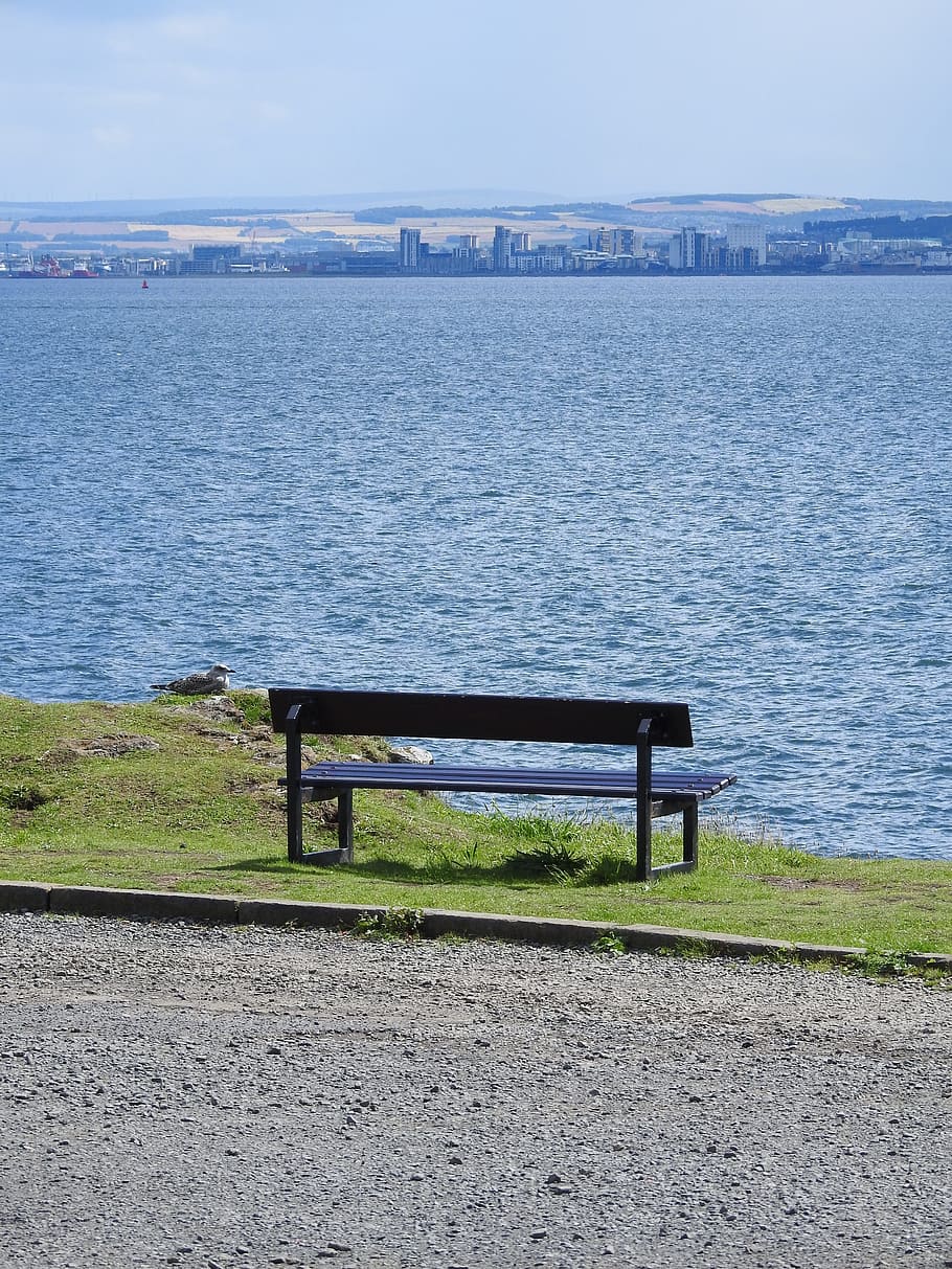 view, bench, loneliness, contemplation, rest, sea, water, empty, nature, seat