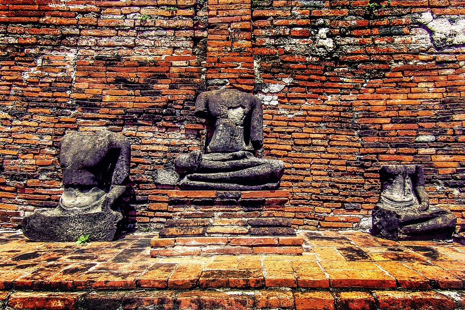 statue, brick, ancient, temple, sculpture, stone, asia, historical, tourism, ruin