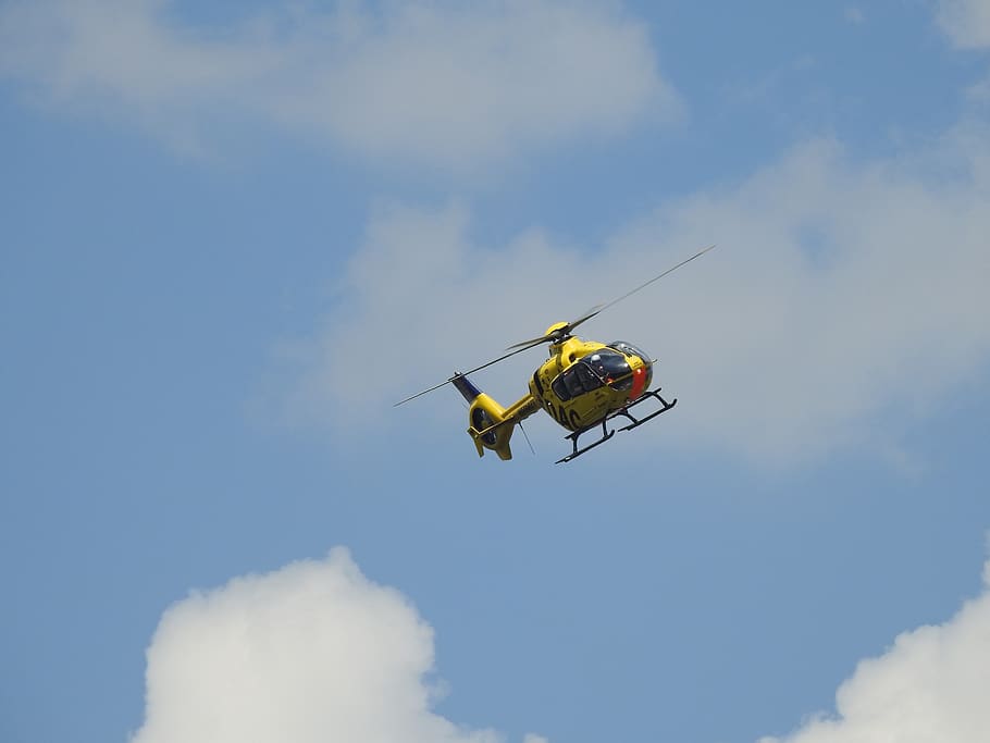 helicopter, adac, rescue helicopter, air rescue, accident rescue, rescue, ambulance service, use, yellow angel, help