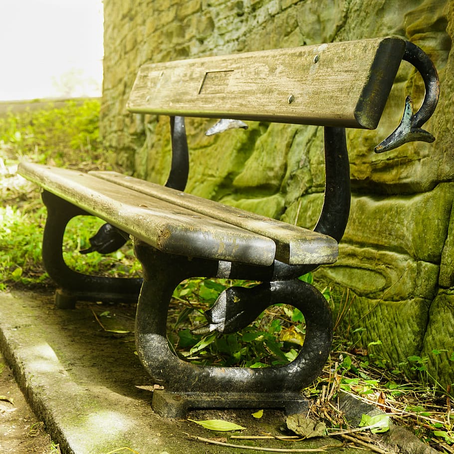 durham, bench seat, rest stop, metal, day, nature, wheel, outdoors, bench, plant