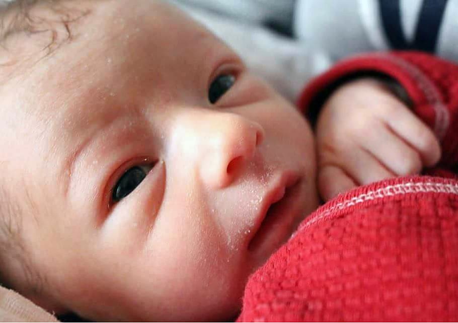 Bayi Baru Lahir, Wajah, bayi, kecil, bayi perempuan, gadis, mata, satu, bibir, foto