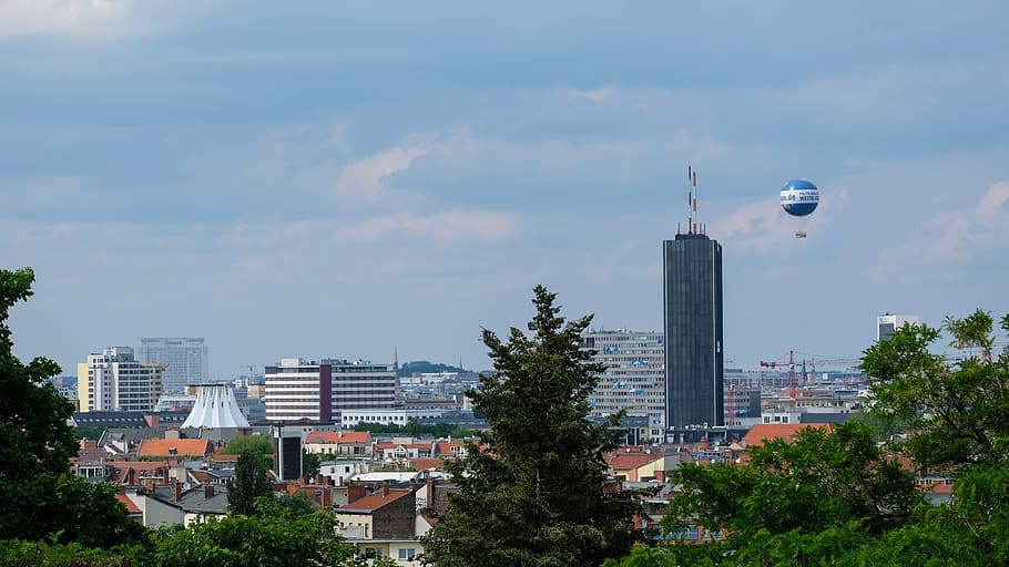 kreuzberg, outlook, berlin, tipi, charité, germany, sky, hot air balloon, built structure, building exterior