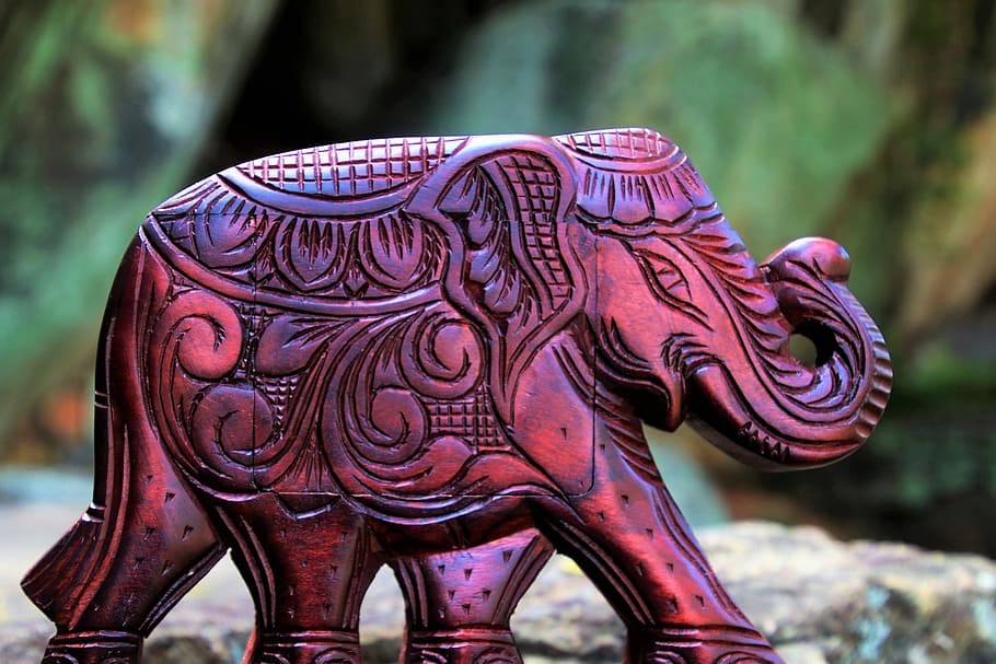 brown elephant figurine, elephant, souvenir, decoration, wooden, the art of, sculpture, the statue, ornament, handicraft