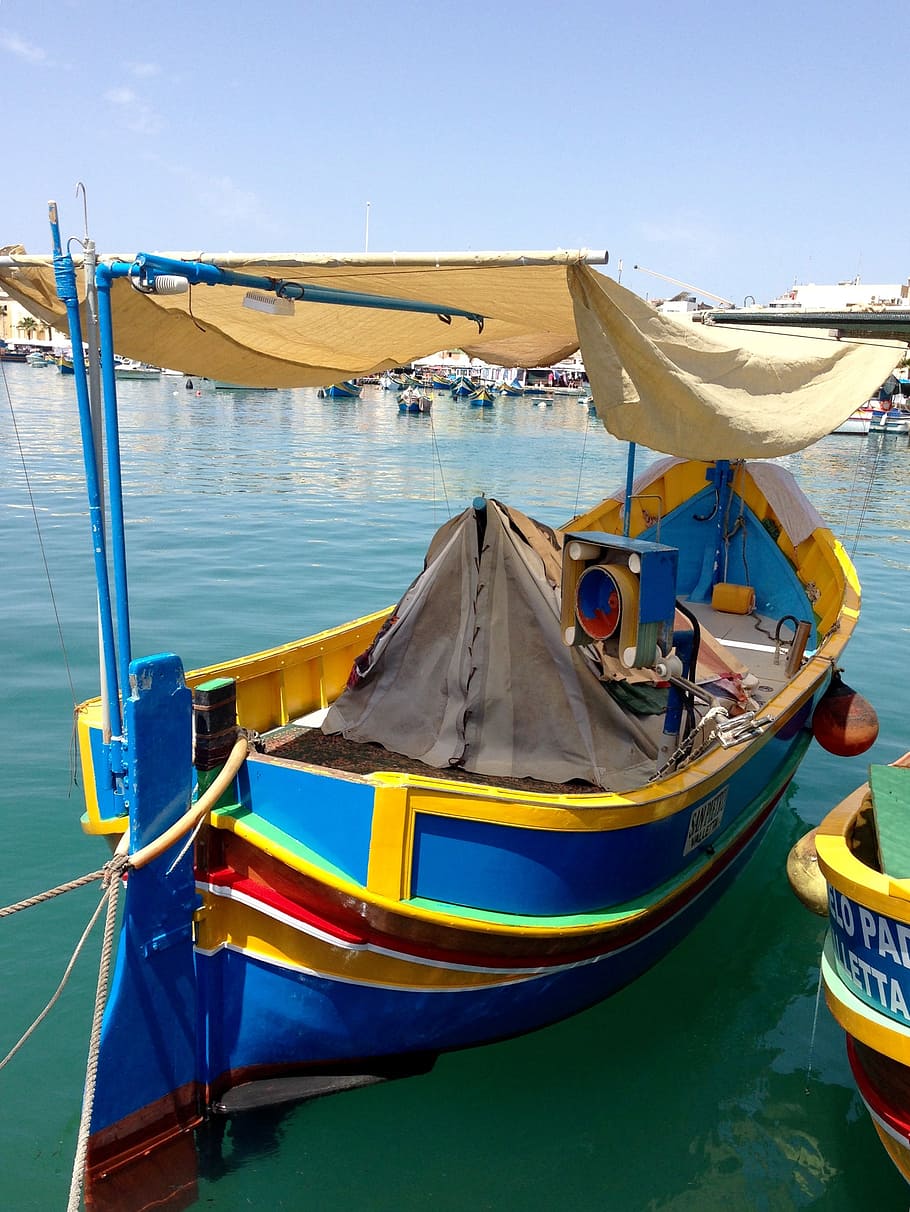 boat, maltese, colorful, malta, fishing, water, nautical vessel, moored, transportation, mode of transportation