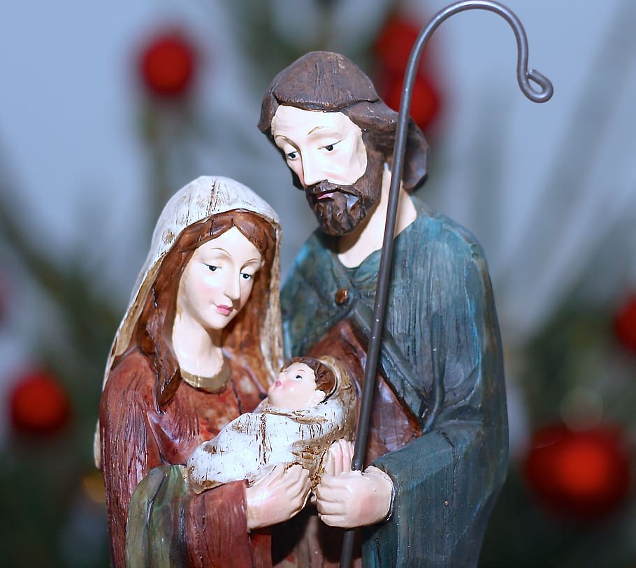 patung natal, selamat natal, adegan natal, bayi yesus, bethlehem, maria, josef, representasi, representasi manusia, seni dan kerajinan