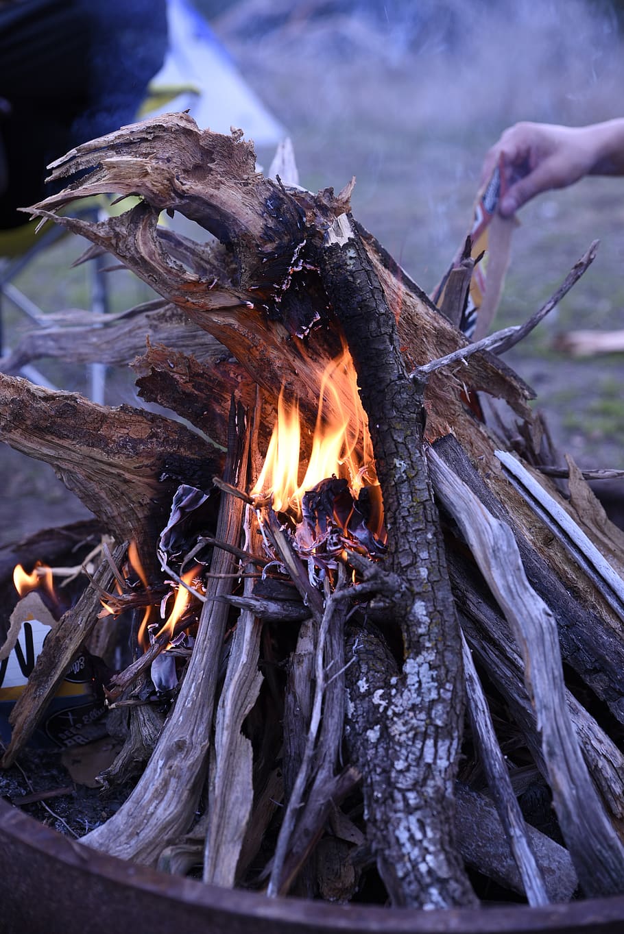 fogo, acampamento, fogueira, natureza, região selvagem, calor, floresta, noite, chama, queima