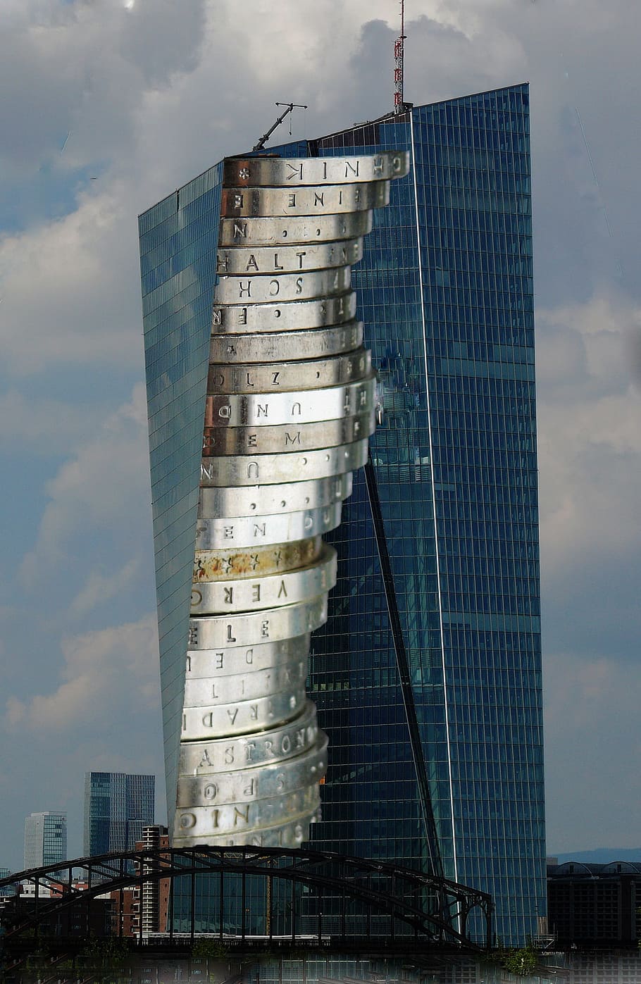 ecb, european central bank, skyscraper, glass facade, building, frankfurt, architecture, facade, sky, glass