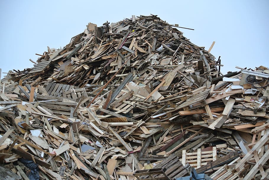 Recycling, Wood, Source Separation, sustainability, stack, garbage, heap, industry, day, outdoors