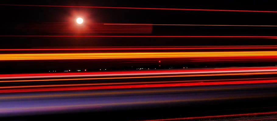 야간 고속도로, 가벼운 길, 고속도로, 밤, 도로, 교통, 빛, 자동차, 도시의, 수송