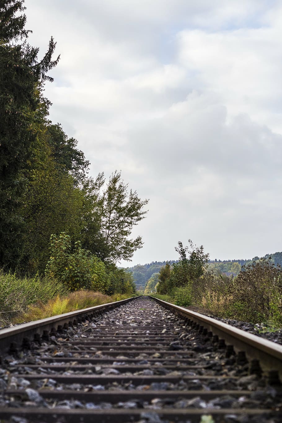 railway rails, railway tracks, railroad tracks, seemed, gleise, railway, endless, lonely, distant, tree