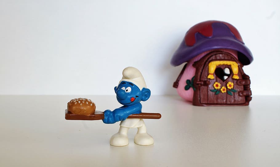 smurf, smurfs, figura, brinquedos, decoração, coletar, azul, fundo branco, ninguém, boneca