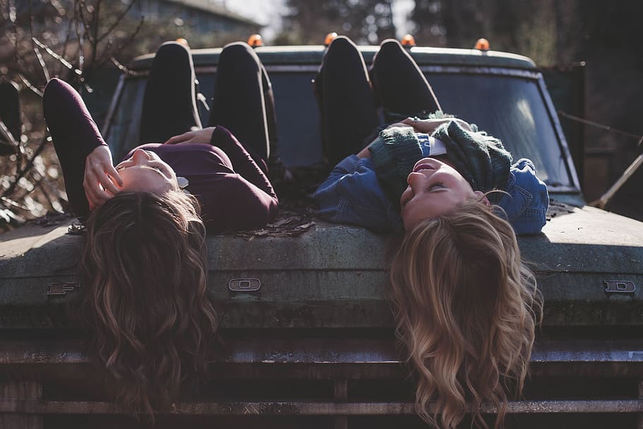 girls, woman, women, people, laughing, smile, smiling, happy, lifestyle, truck