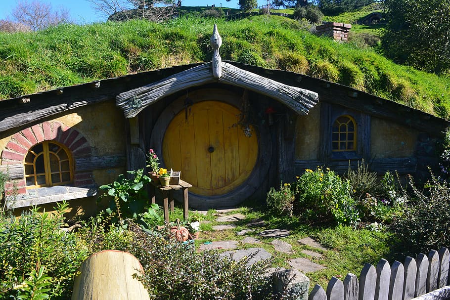 señor, anillos hobbit house, nueva zelanda, el hobby, los anillos, el hobbit, planta, estructura construida, arquitectura, árbol