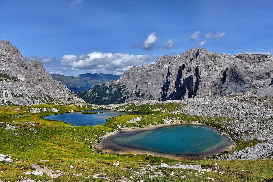 lavaredo, the three peaks of lavaredo, lakes of the plans, sudtirol, south tyrol, natural wonders, mountain, dolomites, italy, three peaks
