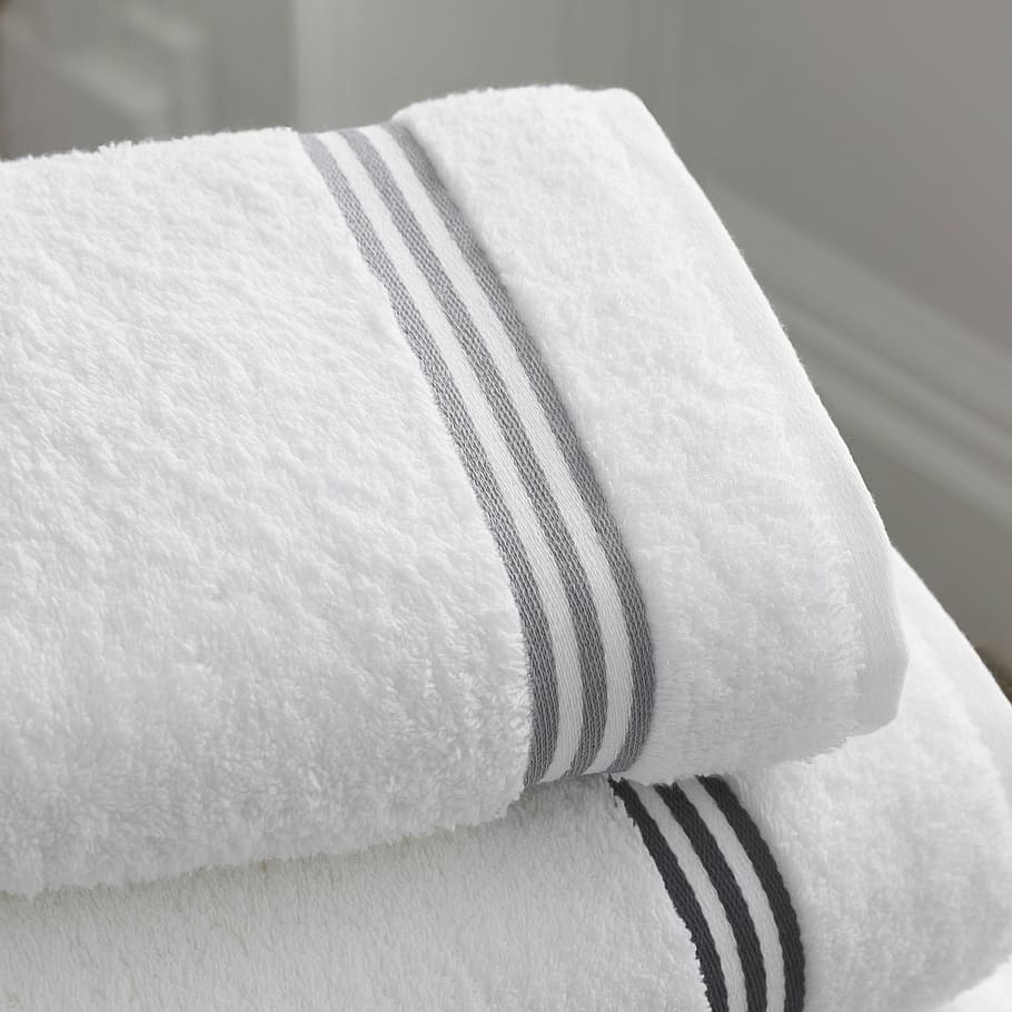 folded, two, white, textiles, bathroom, bath, towels, white color, indoors, winter