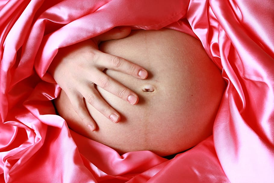 human, hand, touching, stomach, pregnancy, belly, expectant mother, having a baby, waiting for the miracle of birth, pregnant