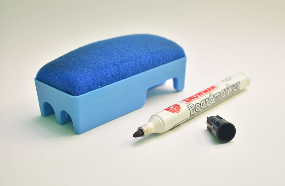 eraser, marker, education, office, school, stationery, business, colorful, blue, healthcare and medicine