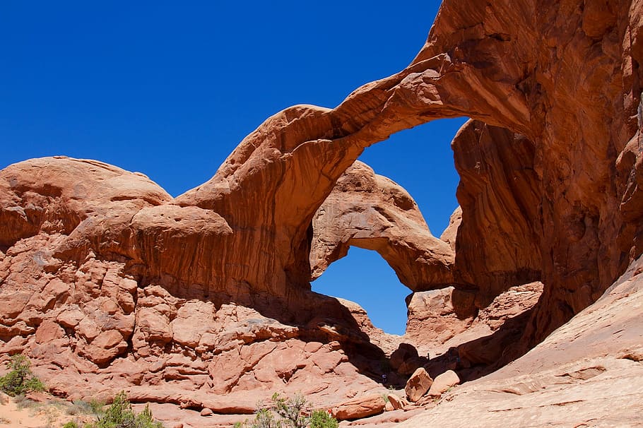 grand canyon, arizona, double arch, rock arch, landscape, stone, sandstone, nature, delicate arch, sky, formation
