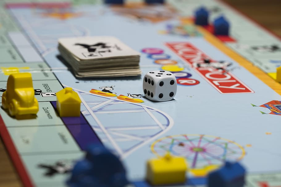 selective, focus photography, monopoly board game, dice, playing, card, board game, play, gesellschaftsspiel, monopoly
