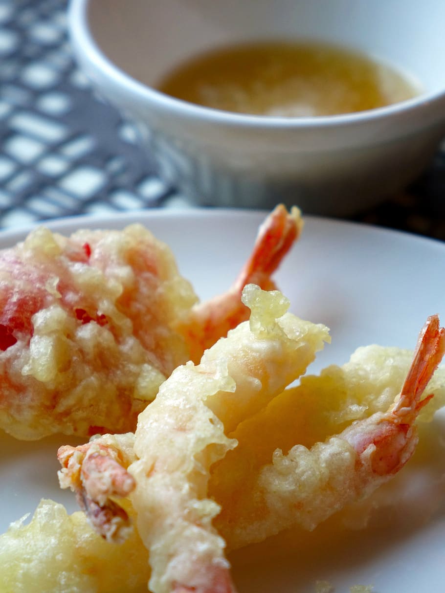 shrimp tempura, plate, tempura, japanese, cuisine, fried, seafood, japan, prawn, shrimp