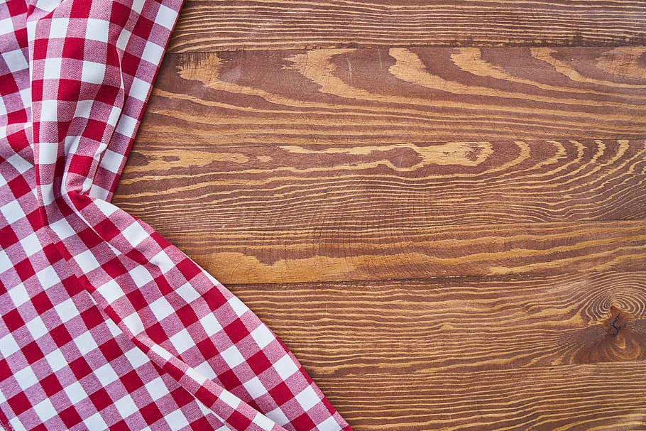 closeup, red, white, table cloth, background, fabric, cloth, plaid, pattern, composition