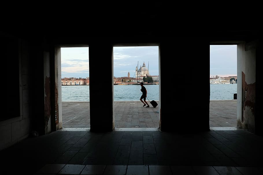 Venice, Departure, Delay, Vaporetto, window, silhouette, indoors, sea, day, adults only