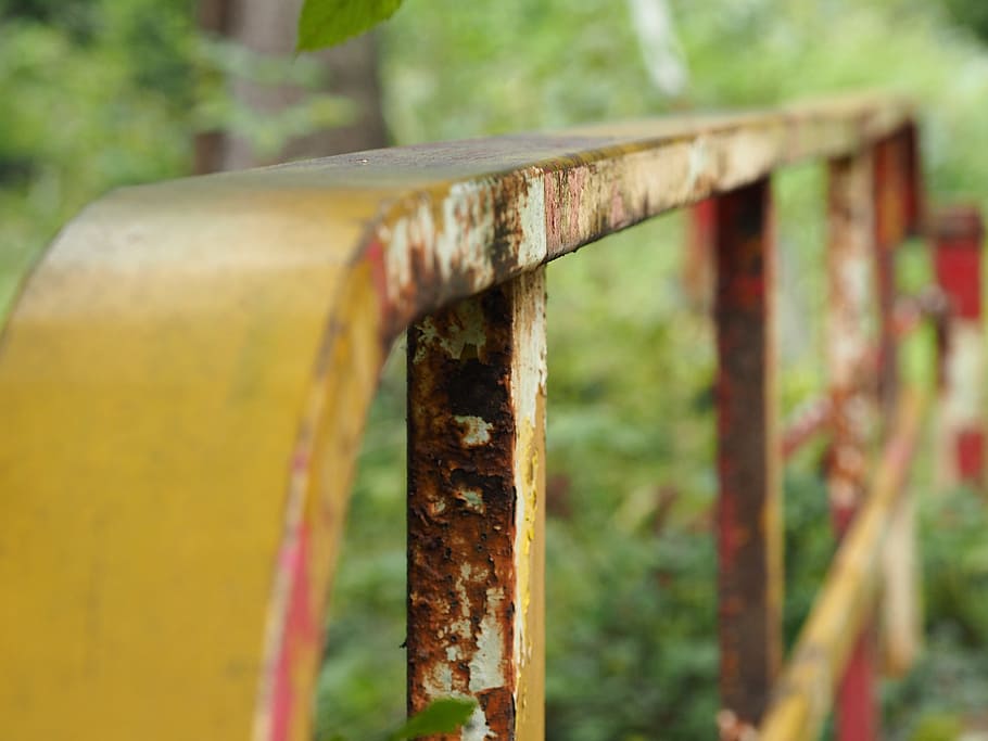 railing, stainless, rusty, metal, old, bridge, iron, rusted, fixing, weathered