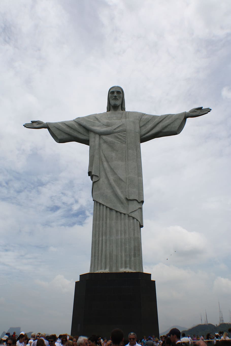 brazil, christ the redeemer, tourist attraction, human representation, sky, statue, cloud - sky, sculpture, representation, art and craft