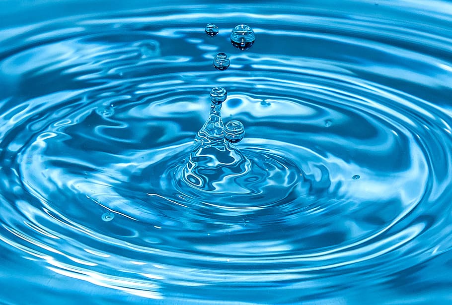 timelapse photo water, drops, water, level, rippled, drop, motion, concentric, splashing, blue