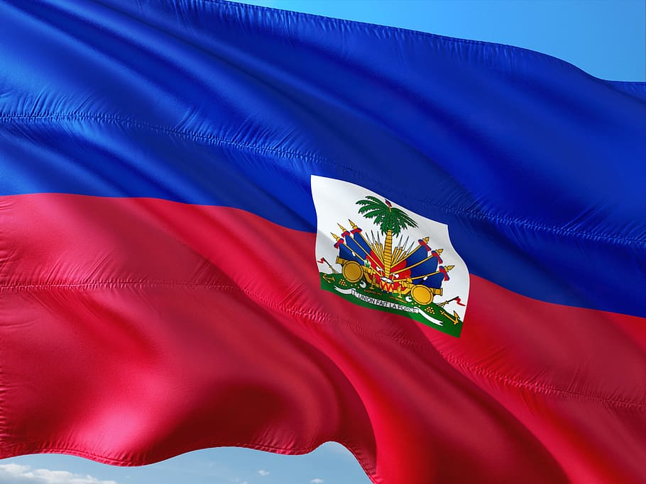 international, flag, haiti, caribbean, patriotism, red, blue, nature, textile, leaf