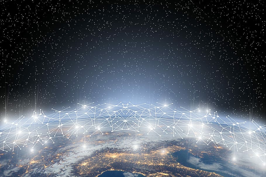milky way, network, earth, block chain, globe, digitization, communication, worldwide, connection, global