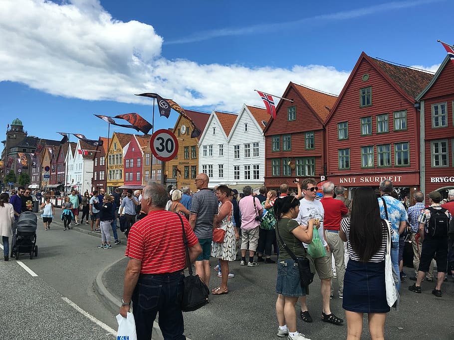 bergen, market, fish, norway, people, europe, street, germany, architecture, building exterior