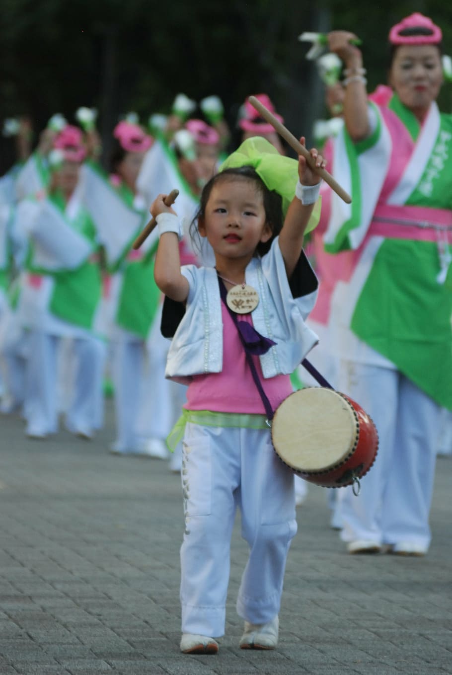 girl dancing, child, japanese, festival, yosakoi, beating, drum, japan, traditional Clothing, cultures