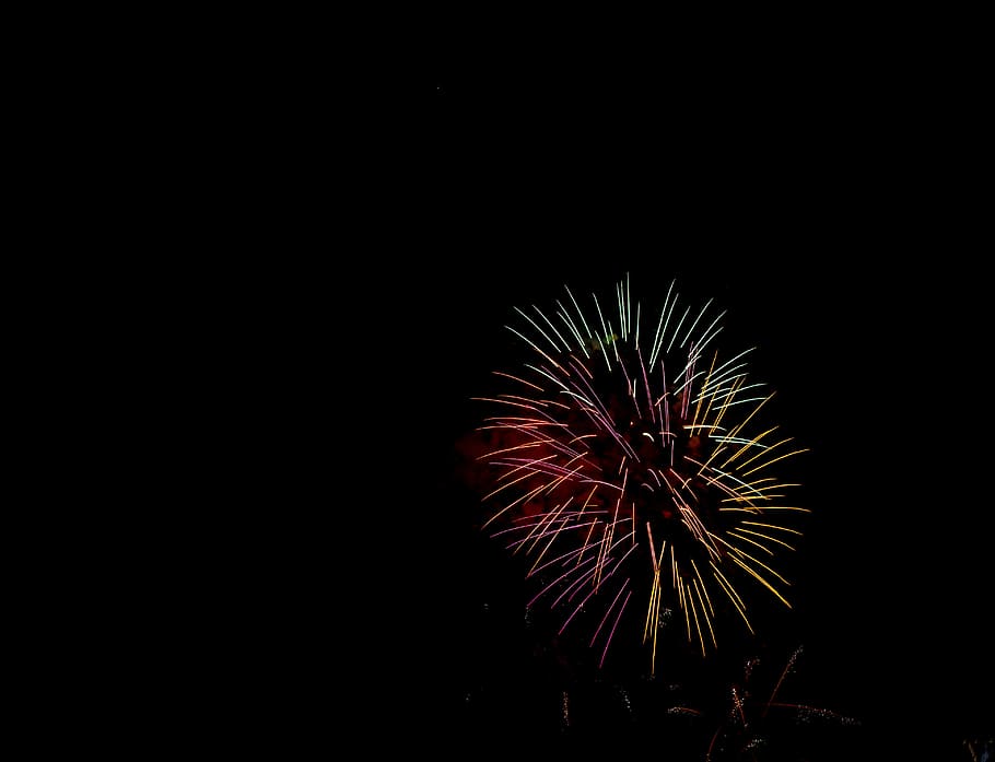 fireworks, black, background, digital, wallpaper, rockets, night, parties, pyrotechnics, rays