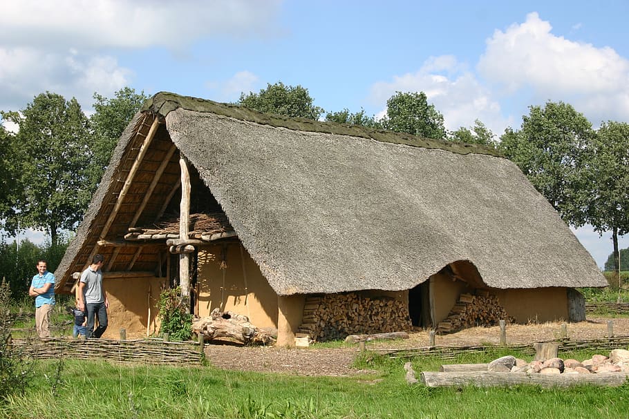 prehistoric house, house hunebedbouwers, dolmens, built structure, architecture, building exterior, tree, plant, building, sky