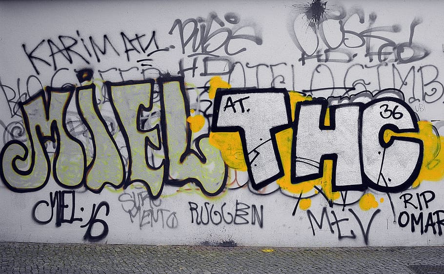 落書き, ストリートアート, アーバンアート, 壁画, 噴霧器, 壁, 落書きの壁, ベルリン, クロイツベルク, 黄色