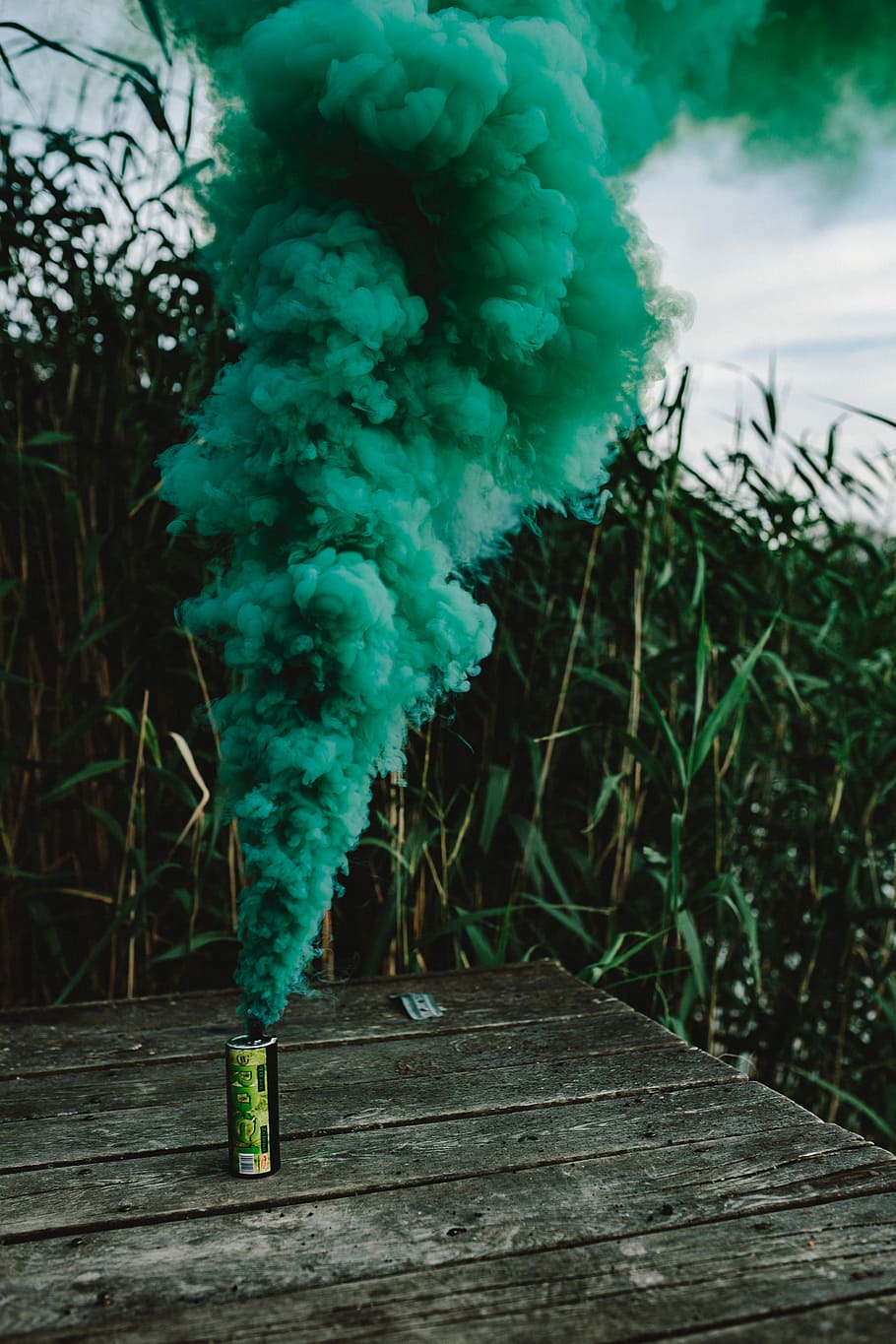 green smoke bomb, smoke bomb, abstract, background, outdoor, green smoke, green, nature, wood - Material, green color